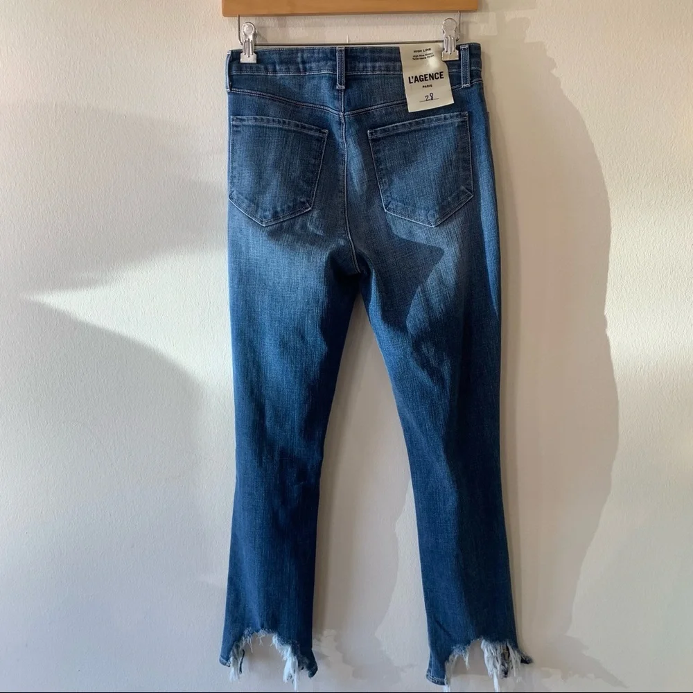 La’gence High Line hi rise skinny medium wash distressed chewed hem women sz 28 - Picture 2 of 10